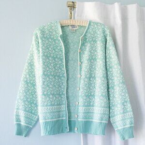 Blue & White Vintage Knit Button Cardigan